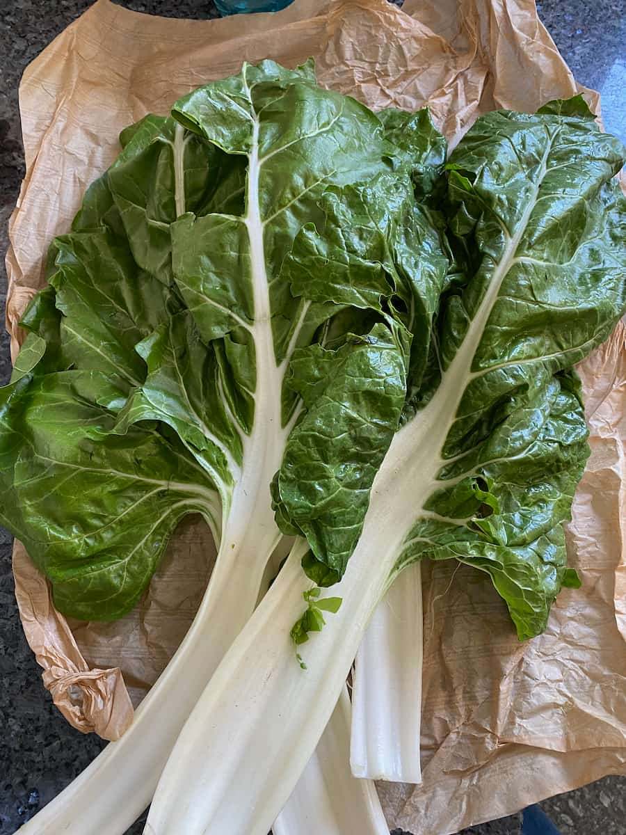 large green chard leaves