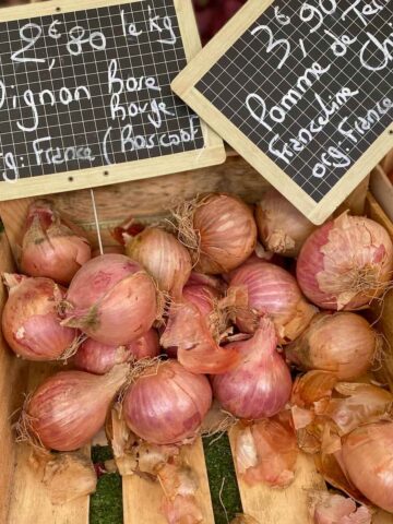 crate of French onions from Roscoff