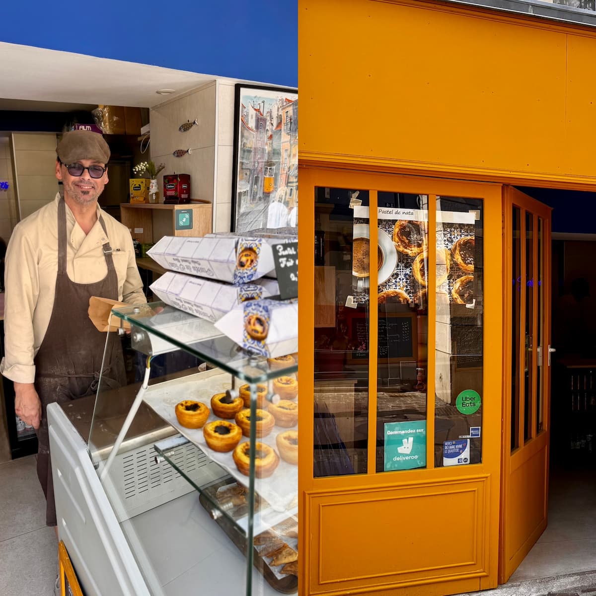 Portuguese custard tarts in a small coffee stand in Saint-Germain-en-Laye near Paris