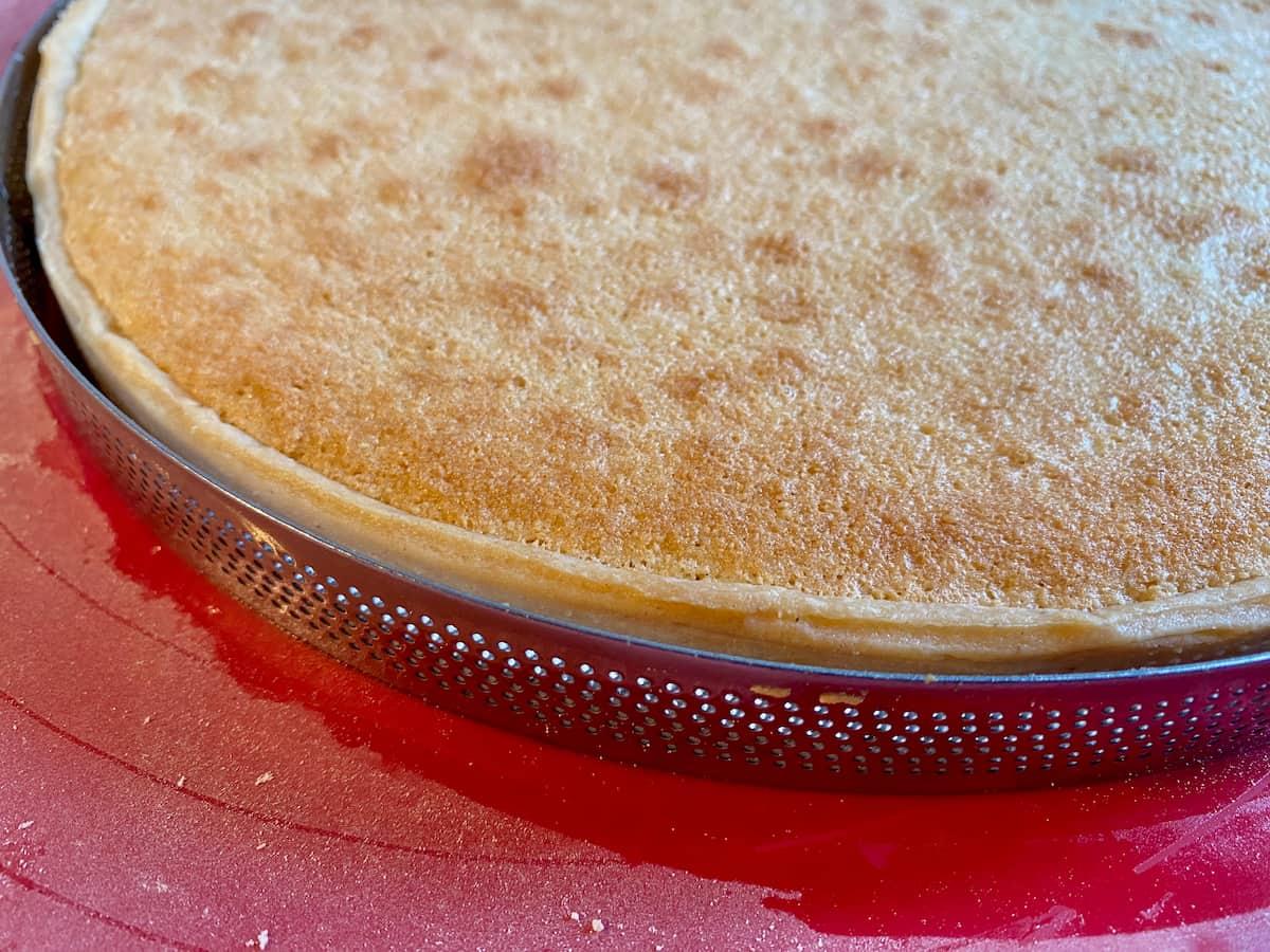 classic pastry shell filled with a baked almond cream