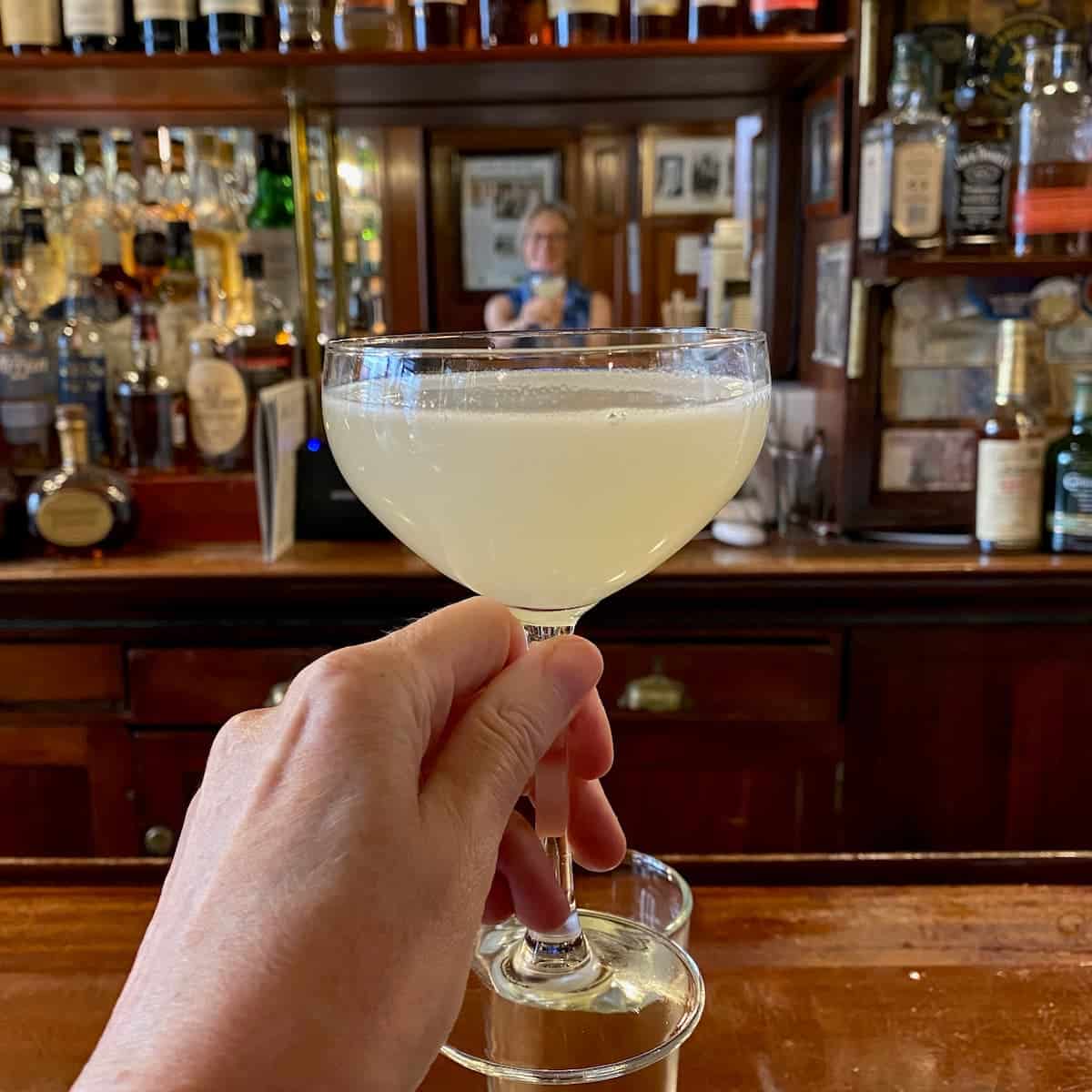 sitting at Harrys Bar in Paris with the original classic French 75 cocktail