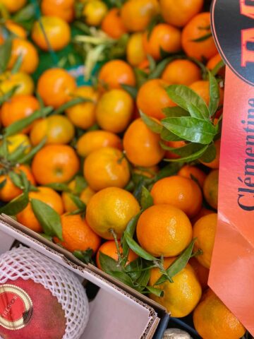 crate of Corsican clementines in a French market