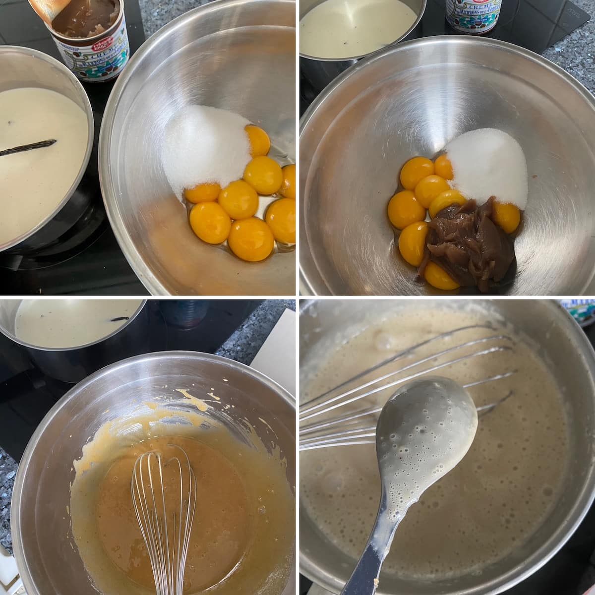 recipe steps to make homemade chestnut ice cream with egg yolks