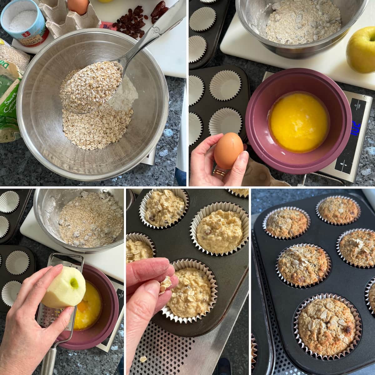 recipe steps to make bran muffins with apple