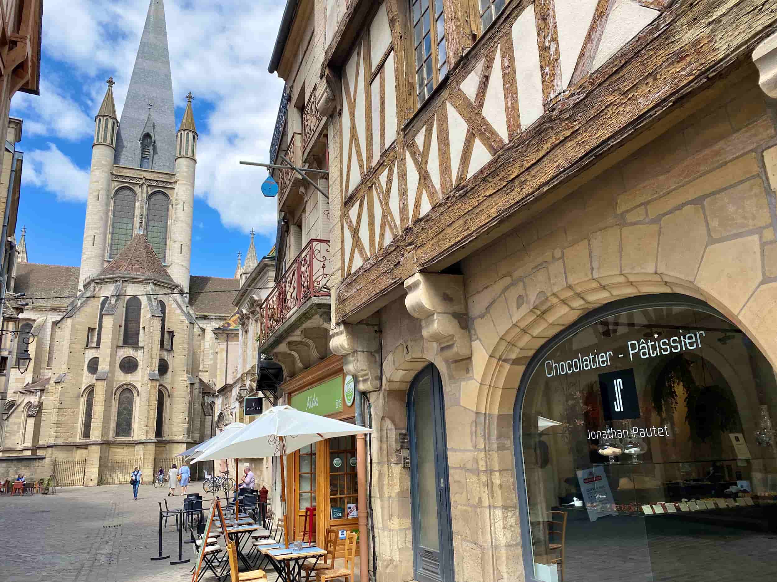 old French street in the town of Dijon France