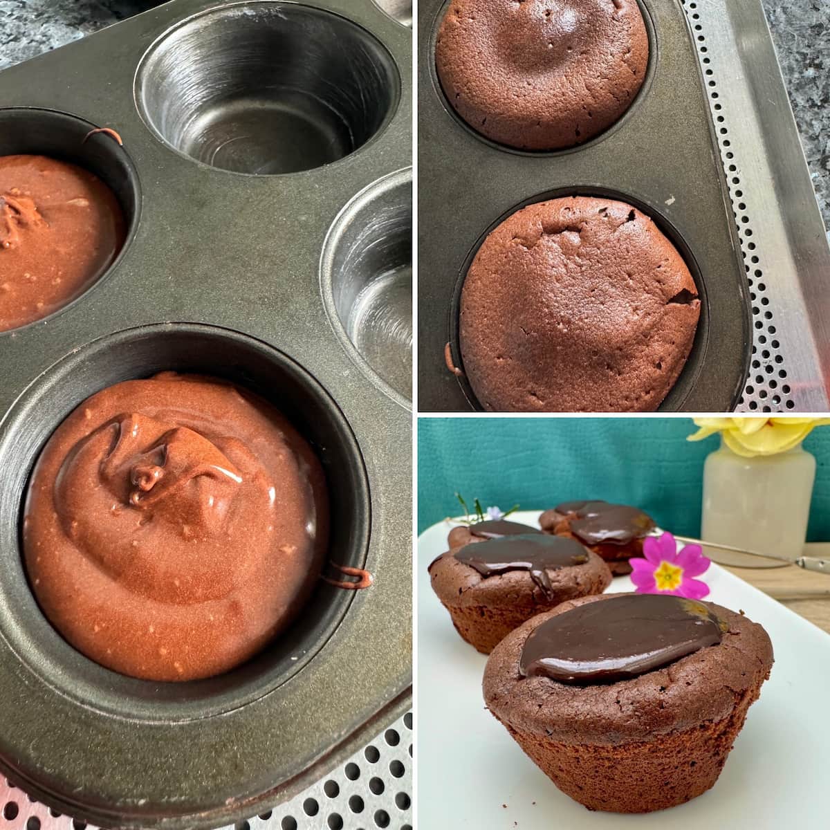 easy recipe steps to make individual chocolate cakes with coffee