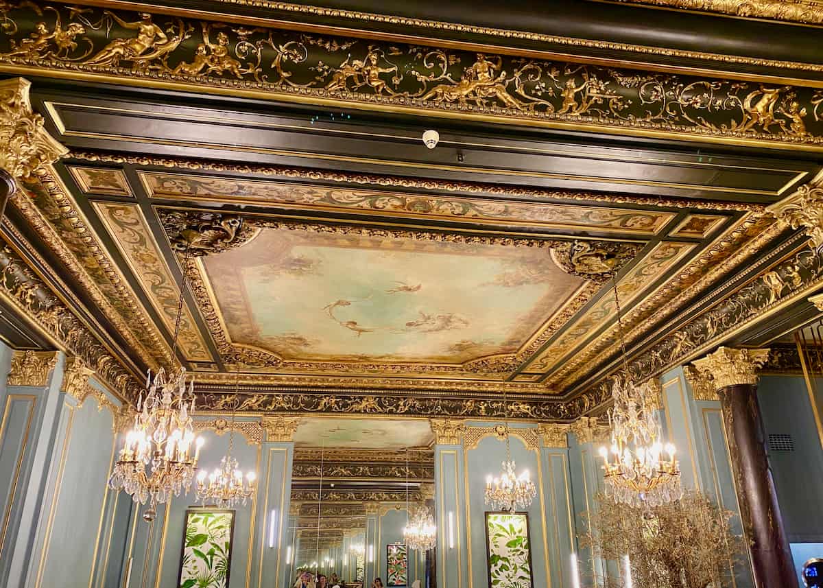ornate interior ceilings with chandeliers