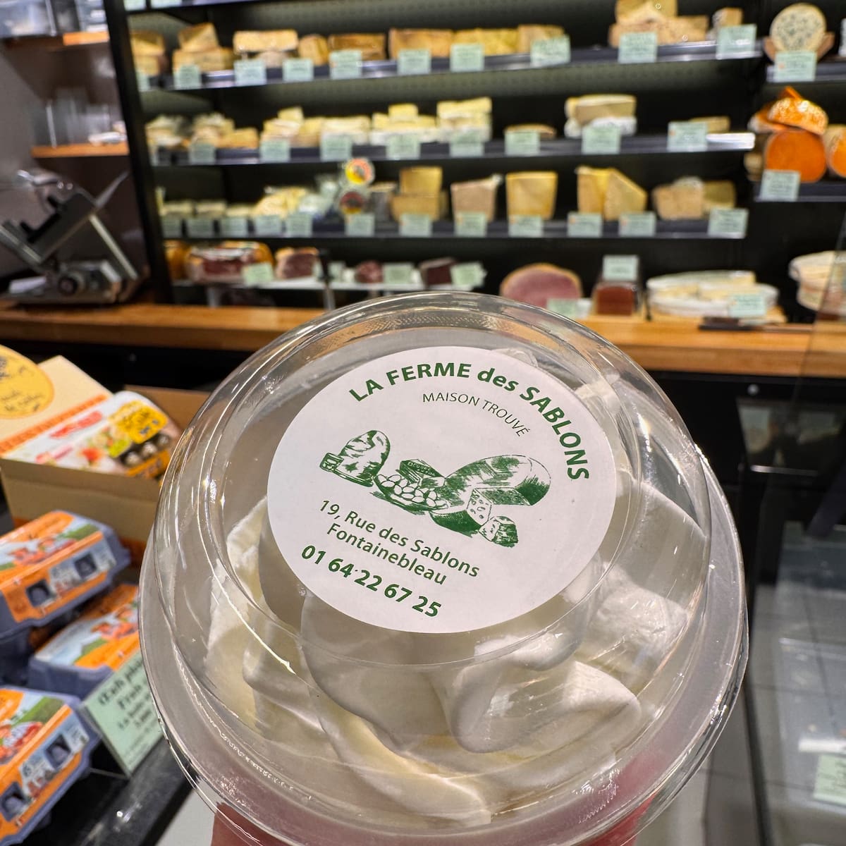 a pot of Fontainebleau, the speciality found in cheese shops of whipped cream