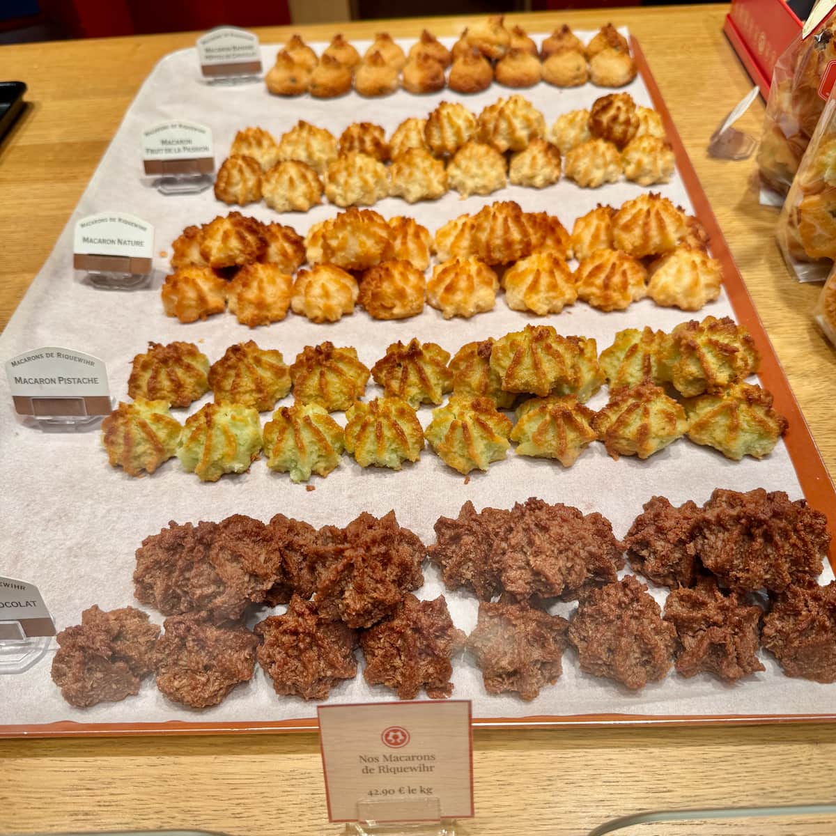 star shaped mini coconut cookies like macaroons but called macarons in Riquewihr, Alsace